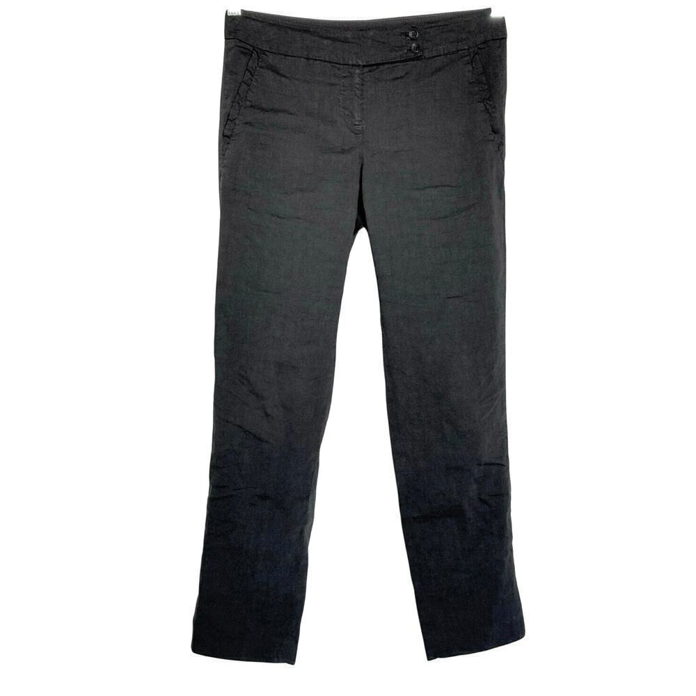 Eileen Fisher Women's Black Lightweight Linen Cotton Straight Leg Pants 2P